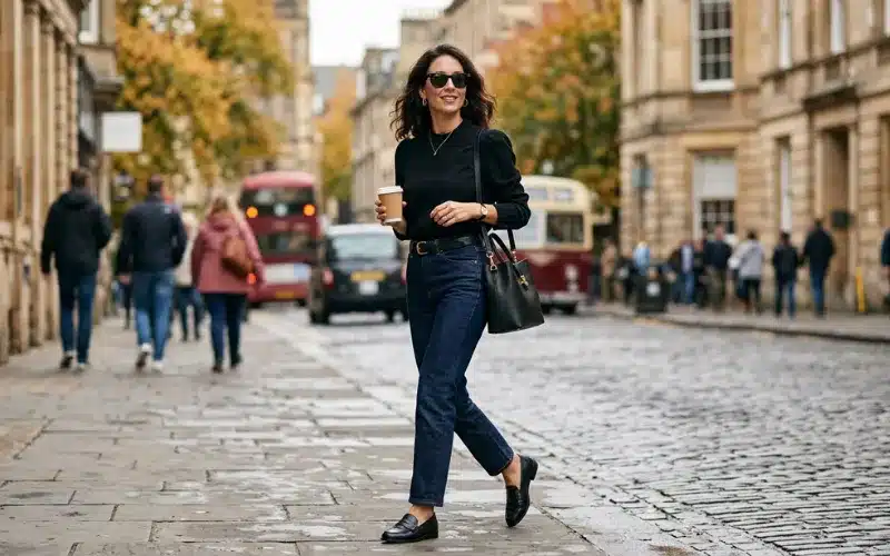 Dark Jeans With Structured Top Outfit Formula Smart Casual Style With Balanced Silhouette And Effortless Everyday Fashion Look Dark Jeans With Structured Top Outfit Formula Smart Casual Style With Balanced Silhouette And Effortless Everyday Fashion Look