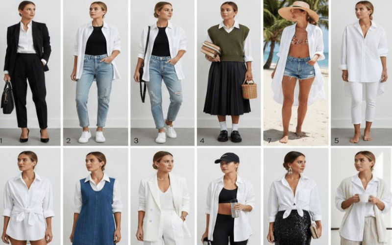 How to Style One White Button-Down Shirt 10 Different Ways