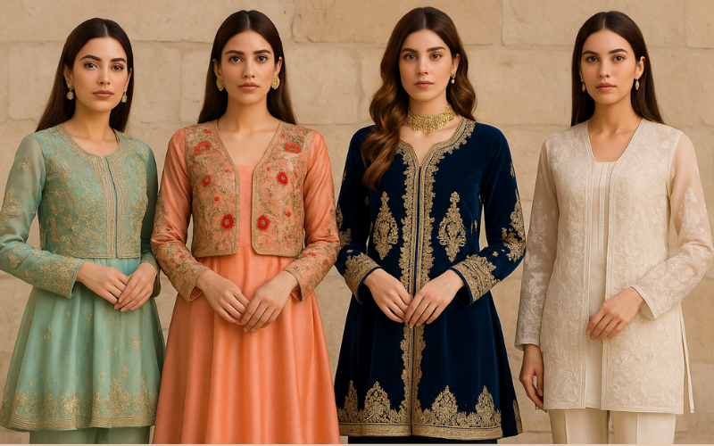 Short Jacket Style Dresses Pakistani Trends 2025  