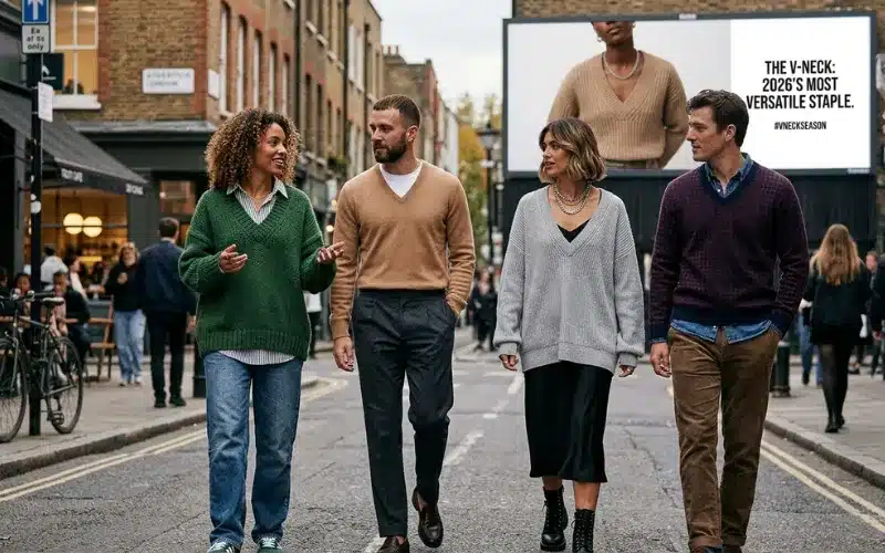 V Neck Jumper Trend 2026 Showing Smart Casual Layering Outfit With Modern Knitwear And Relaxed Mens Fashion Style V Neck Jumper Trend 2026 Showing Smart Casual Layering Outfit With Modern Knitwear And Relaxed Mens Fashion Style